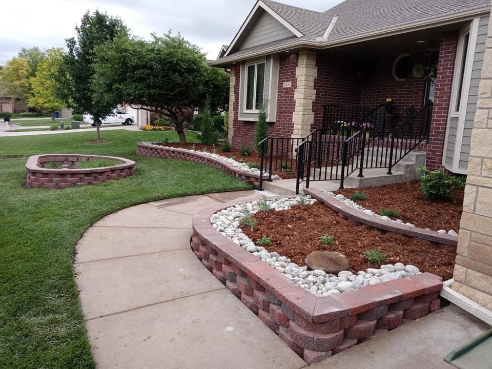 Landscape with retaining walls_